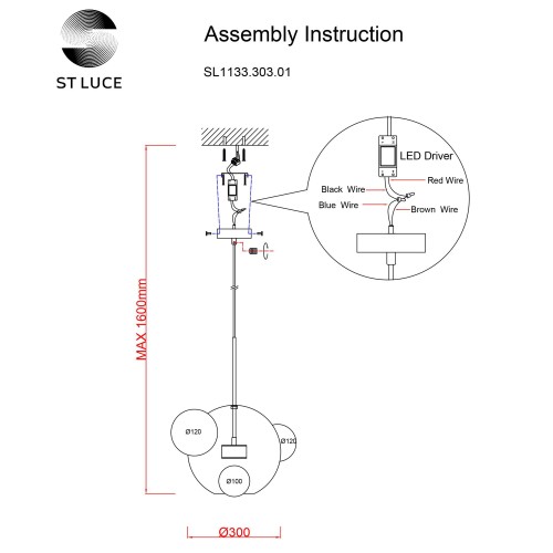 SL1133.303.01 Светильник подвесной ST-Luce Латунь/Коньячный LED 1*10W 3000K BOPONE