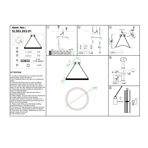 SL383.203.01 Светильник подвесной ST-Luce Золотистый/Золотистый, Прозрачный LED 1*34W 3000K CHERIO