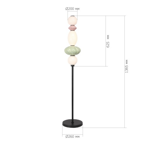 SL6134.405.01 Светильник напольный ST-Luce черный/розовый, зелёный, опаловый LED 1*20W 3000K FLORENTINI