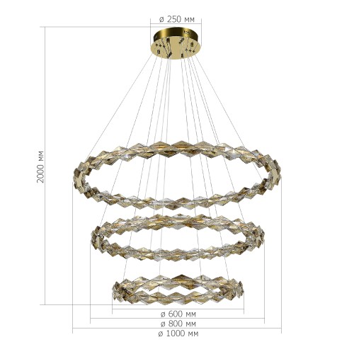 SL6009.203.03 Люстра подвесная ST-Luce Золотистый/Прозрачный,Янтарный LED 1*75W 3000K DIAMANTA