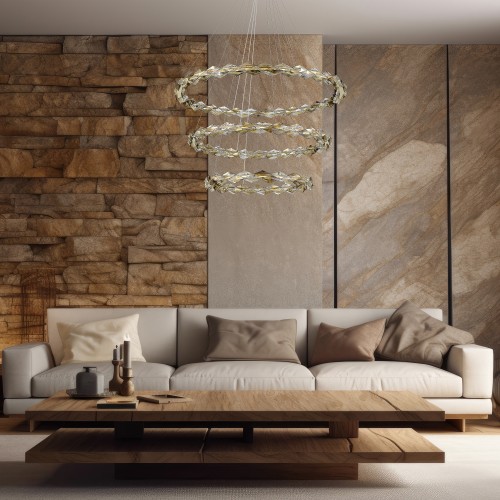 SL6009.203.03 Люстра подвесная ST-Luce Золотистый/Прозрачный,Янтарный LED 1*75W 3000K DIAMANTA