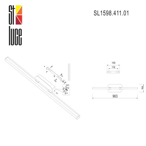 SL1598.411.01 Светильник настенный ST-Luce Черный/Белый LED 1*18W 4000K Настенные светильники