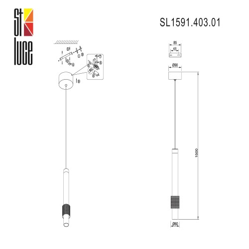 SL1591.403.01 Светильник подвесной ST-Luce Черный, Анодированный золотой/Черный LED 1*6W 3000K Подвесные светильники