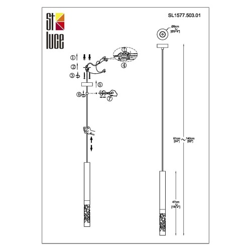 SL1577.503.01 Светильник подвесной ST-Luce Белый/Белый LED 1*5W 3000K FIZORIO