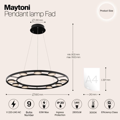 Подвесной светильник Maytoni MOD070PL-L63B3K