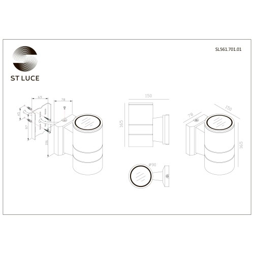 SL561.701.01 Светильник уличный настенный ST-Luce Серый/Серый LED 1*5W 4000K TUBO
