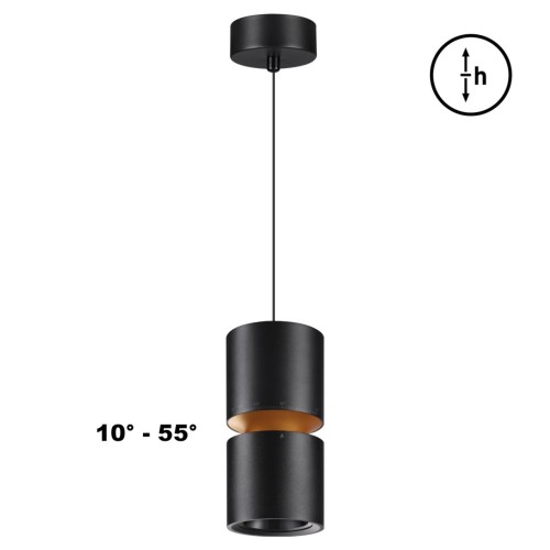 359340 OVER NT24 318 черный Светильник подвесной с механизмом регулировки высоты, провод 2м IP20 LED 10W/3W 3000K 1090Лм 170-265V ARISTO