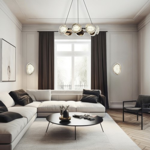 SL6018.203.64 Светильник подвесной ST-Luce черный/ золотистый / прозрачный LED 1*64W 4000K MYSTERY