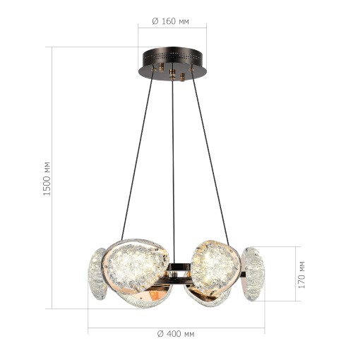 SL6018.203.48 Светильник подвесной ST-Luce черный/ золотистый / прозрачный LED 1*48W 4000K MYSTERY