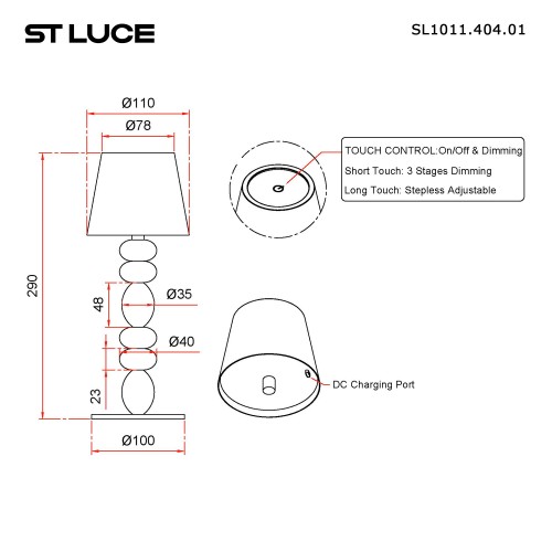SL1011.414.01 Прикроватная лампа ST-Luce Черный, Золотистый/Черный LED 1*3W 3000-6000K EASE
