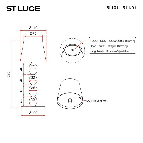 SL1011.514.01 Прикроватная лампа ST-Luce Белый, Золотистый/Белый LED 1*3W 3000-6000K EASE