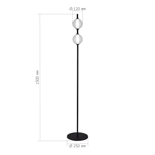 SL6120.405.01 Светильник напольный ST-Luce Черный/Прозрачное кракелированное стекло LED 2*8,5W 3000K PEEK