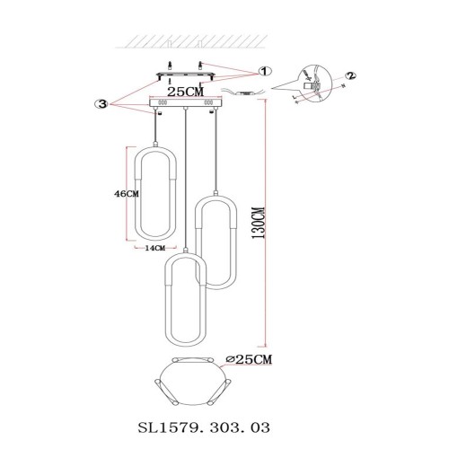 SL1579.303.03 Светильник подвесной ST-Luce Латунь/Латунь, Белый LED 3*14W 3000K MOFISTO