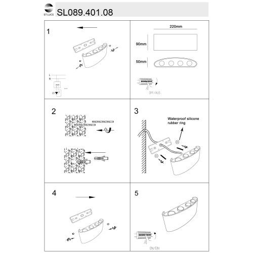 SL089.401.08 Светильник уличный настенный ST-Luce Черный кварцевый LED 8*1W 4000K BISELLO