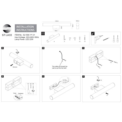 SL1599.171.01 Светильник настенный ST-Luce Хром/Белый LED 1*22W 3000K CURRA