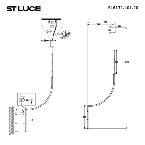 SL6132.401.20 Светильник настенно-потолочный ST-Luce Черный/Белый LED 1*20W 3000K STRAP