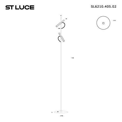 SL6210.405.02 Светильник напольный ST-Luce Черный/Черный, Золотистый LED 2*3W 3000K LILT